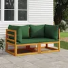 Image de vidaXL Canapés d'angle sectionnels 2 pcs coussins verts Bois acacia