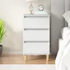 Image de vidaXL Table de Chevet, Armoire de Nuit avec 3 Tiroirs, Armoire de Lit avec Rangement, Table de Nuit Chambre, Moderne, Blanc Bois d'Ingénierie