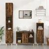 Image de vidaXL Meuble d'Évier, Armoire de Lavabo avec 5 Compartiments et Porte, Meuble sous Lavabo avec Pieds Salle de Bain, Scandinave, Chêne Fumé Bois d'Ingénierie