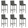 Image de Tabourets de bar avec coussins lot de 6 gris résine tressée