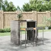 Image de vidaXL Tabourets de bar lot de 2 gris résine tressée et bois d'acacia362603