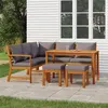 Image de vidaXL Ensemble à dîner de jardin 6 pcs avec coussins Bois d'acacia 3154965