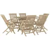 Image de Salon de jardin Vidaxl gris 6 personnes 7 pieces 120.0 x 70 x 75 cm bois massif