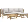 Image de vidaXL Salon de jardin 5 pcs avec coussins gris clair bambou 3155082