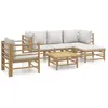 Image de vidaXL 6-delige Loungeset met kussens bamboe lichtgrijs3155083