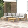 Image de Salon de jardin modulable Vidaxl 5 personnes gris bambou 69 x 55 x 65 cm 6 pieces