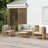 Image de Salon de jardin modulable Vidaxl 5 pieces gris 4 personnes 69 x 55 x 65 cm bambou