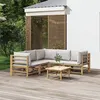 Image de Salon de jardin modulable Vidaxl bambou gris 6 pieces 69 x 55 x 65 cm 5 personnes