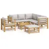 Image de Salon de jardin modulable Vidaxl bambou gris 8 pieces 69 x 55 x 65 7 personnes