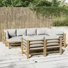 Image de Salon de jardin modulable Vidaxl bambou gris 4 pieces 9 personnes