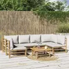 Image de Salon de jardin modulable Vidaxl bambou gris 7 pieces x 55 x 65 6 personnes