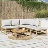 Image de Salon de jardin modulable Vidaxl 5 personnes bambou 6 pieces 69 x 55 x 65 cm gris