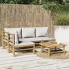 Image de Salon de jardin modulable Vidaxl bambou gris 4 pieces 4 personnes
