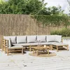 Image de Salon de jardin modulable vidaxl Bambou 7 personnes 8 pieces