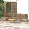 Image de Salon de jardin modulable Vidaxl 6 pieces 5 personnes bambou 69 x 55 x 65 cm marron