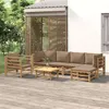 Image de Salon de jardin modulable Vidaxl bambou marron 7 pieces 6 personnes