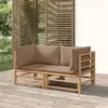 Image de vidaXL Canapés d'angle de jardin avec coussins taupe 2 pcs bambou 3155118