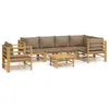 Image de Salon de jardin modulable Vidaxl 6 personnes 7 pieces bambou 69 x 55 x 65 cm marron