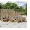 Image de Salon de jardin modulable Vidaxl marron bambou 10 personnes 69 x 55 x 65 cm 11 pieces