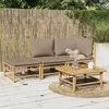 Image de Salon de jardin modulable Vidaxl 3 pieces 3 personnes bambou 69 x 55 x 65 marron
