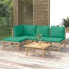 Image de vidaXL Salon de jardin 5 pcs avec coussins vert bambou 3155145