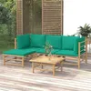 Image de vidaXL Salon de jardin 5 pcs avec coussins vert bambou 3155146