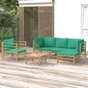 Image de vidaXL Salon de jardin 6 pcs avec coussins vert bambou 3155147