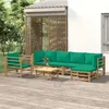 Image de Vert Vidaxl bambou 7 pieces salon de jardin modulable 69 x 55 x 65 6 personnes