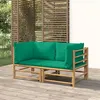 Image de vidaXL Canapés d'angle de jardin avec coussins vert 2 pcs bambou 3155150