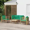 Image de vidaXL Salon de jardin 5 pcs avec coussins vert bambou 3155153