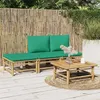 Image de Salon de jardin modulable Vidaxl bambou 4 pieces vert 69 x 55 x 65 3 personnes