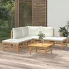 Image de vidaXL Salon de jardin 6 pcs avec coussins blanc crème bambou 3155175