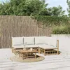 Image de Salon de jardin modulable Vidaxl bambou beige 4 pieces 4 personnes
