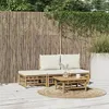 Image de Salon de jardin modulable Vidaxl beige 3 personnes 4 pieces 69 x 55 x 65 bambou