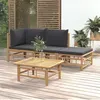 Image de Salon de jardin modulable Vidaxl gris 4 pieces 3 personnes 69 x 55 x 65 cm bambou