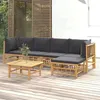 Image de Salon de jardin modulable Vidaxl bambou 5 personnes gris 69 x 55 x 65 6 pieces