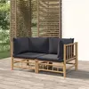 Image de vidaXL Canapés d'angle de jardin avec coussins gris foncé 2 pcs bambou 3155214