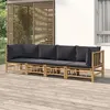 Image de Salon de jardin modulable Vidaxl 4 pieces bambou 4 personnes 69 x 55 x 65 cm gris