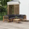Image de Gris Vidaxl salon de jardin modulable bambou 5 personnes 69 x 55 x 65 6 pieces