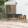 Image de Salon de jardin modulable Vidaxl bambou gris 6 personnes 69 x 55 x 65 cm 7 pieces