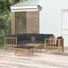 Image de Salon de jardin modulable Vidaxl 7 personnes gris bambou 69 x 55 x 65 cm 8 pieces