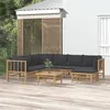 Image de Salon de jardin modulable Vidaxl 8 pieces bambou 7 personnes 69 x 55 x 65 cm gris