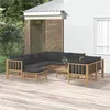 Image de Salon de jardin modulable Vidaxl 10 pieces bambou 9 personnes 69 x 55 x 65 cm gris