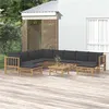 Image de Salon de jardin modulable Vidaxl 10 personnes 11 pieces gris 69 x 55 x 65 bambou