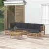 Image de Salon de jardin modulable Vidaxl 6 personnes 7 pieces bambou 69 x 55 x 65 gris