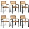 Image de Lot de 6 chaise Vidaxl en acacia empilable non pliable exterieur H. 87 cm marron