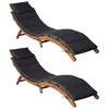 Image de Chaises longues et coussins 2 pcs Gris foncé Bois massif acacia