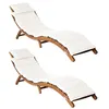 Image de Lot de 2 chaise longue vidaxl en bois massif H. 64 cm blanc L. 184 cm