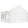 Image de vidaXL Prieel met dak 4,46x4,08x3,22 m polyetheen wit3155486