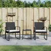 Image de vidaXL Ensemble à manger de jardin avec coussins 3 pcs noir rotin PP, ensemble à manger, ensemble à manger d'extérieur, 360206